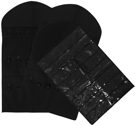 CONGARTENO 3 Stück Doppelseitiger Schmuck organizer zum Aufhängen mit Transparenten Taschen und Haken für Ohrringe Halsketten Armbänder Platzsparende Aufbewahrung im Kleiderschrank