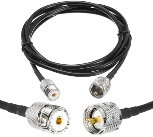 QUARKZMAN 1PCS Cable Coaxial RG58 6ft/1.8 M, UHF PL-259 Macho a UHF SO 239 Hembra Cable Coaxial 50 Ohmios Baja Pérdida para Radio CB, Radio Ham, Analizador de Antena