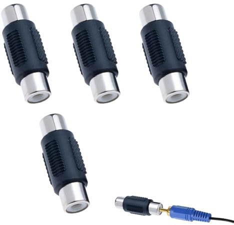 Noenaeni 4Pcs RCA Coupler Female to Female Connector, Phono Socket Adapter | Lossless Sound Quality, Phono Socket to RCA Adapter, Anti-Interference, For Speaker Amplifier TV Home Theater AV Equipment