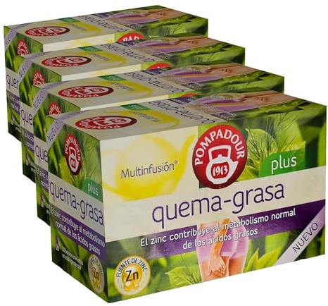 Pompadour Infusión Quema Gasas, 20 bolsitas (Paquete de 4)