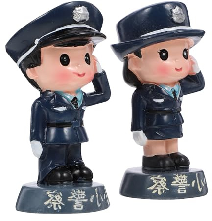 ZUNOXAZ 2 Stück Kleiner Polizist Figuren Kuchen Dekoration Geburtstag Torten Topper Kompakte Party Deko für Gebäck