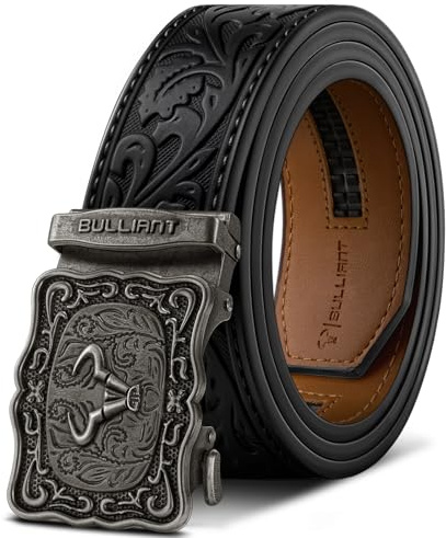 Gürtel Herren,BULLIANT Ratchet Gürtel Ohne Löcher 35 mm,Größe Angepasst | Automatik Ledergürtel für Anzug Jeans,Geschenk