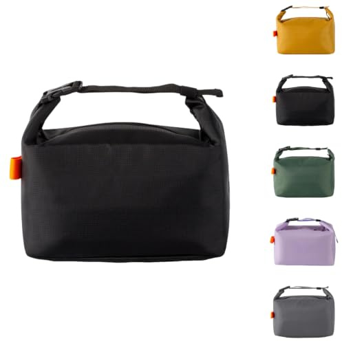 YUDANSI Isolierte Lunch-Tasche mit dicker Folie, auslaufsichere Thermotasche für Arbeit, Schule und Picknick, geräumige Kühltasche mit verstellbarem Schultergurt für Männer, Frauen (Schwarz)