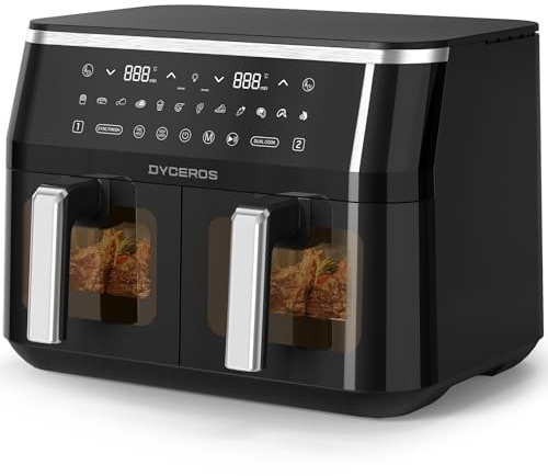 Air fryer Dyceros ClearFry Duo 2800W | 9 L (2×4,5 L) – Friteuse à air à double compartiment avec fenêtre transparente