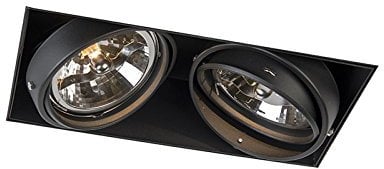 Qazqa - Modern Einbauspot schwarz AR111 drehbar und kippbar, randlos 2-Licht - Oneon I Wohnzimmer I Schlafzimmer - Stahl Rechteckig - LED geeignet G53