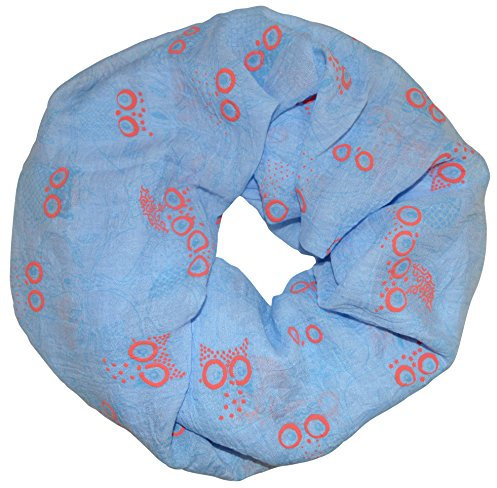 thb Richter Eule Schlauchschal Eulen Rundschal Loopschal Tuch Schal Loop Halstuch Waldeule Eulechen (Blau)