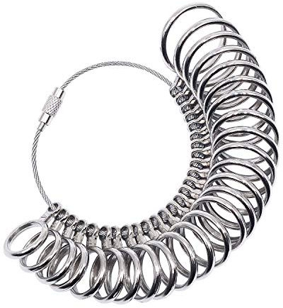 NIUPIKA Ringgrößen-Set, Schmuckmaß, Fingergrößen-Werkzeug, Ringgrößenmessungen, UK-Größen A-Z, Metall Stahl