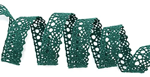 Spitze Emilia DUNKELGRÜN 3 m x 15 mm Baumwollspitze Grün Spitzenband Spitzenborte Dekoband Schleifenband Häkelspitze Baumwolle Häkelband Vintage Geschenkband Hochzeit