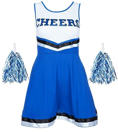 REDSTAR FANCY DRESS Cheerleaderkostüm Damen mit Cheerleader Pompoms – Cheerleader Kostüm Damen Halloween
