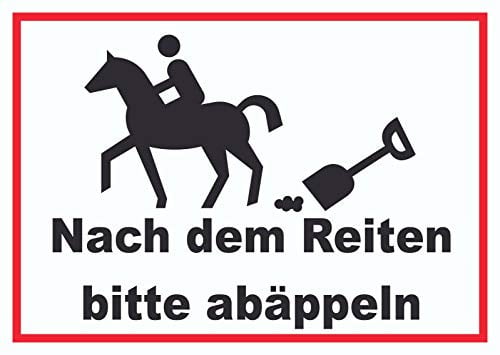 HB-Druck Bitte abäppeln Schild Pferde, Reitplatz A6 (105x148mm)