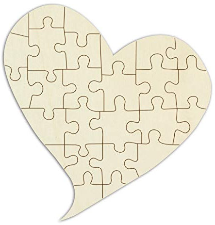 Holzpuzzle „Geschwungenes Herz“ zum selbst bemalen und verzieren - 26 Teile, 54 x 52 cm - personalisierbares Puzzle aus Schichtholz