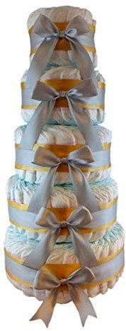Windeltorte Berg mit 100 Windeln, 5 Farben zur Auswahl (Gold/Silber)