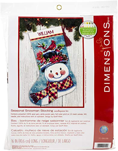 Dimensions 71-09159 Needlepoint Set, Leinen, Saisonaler Schneemann in Wolle genäht, 16 Long
