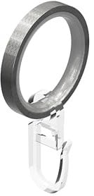Interdeco Gardinenstangen Ringe mit Gleiteinlage und Faltenhaken, Gardinenringe in Edelstahl Optik für 16 mm Ø (20 Stück)