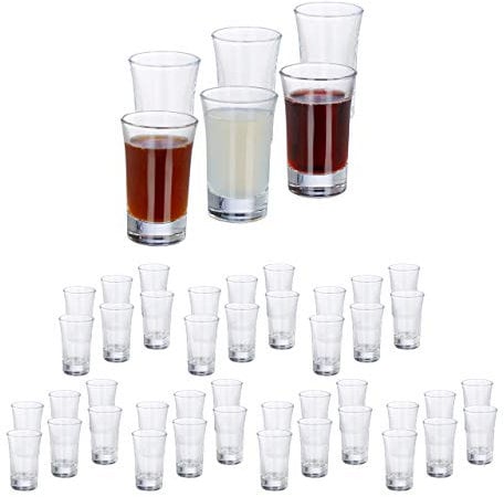 Relaxdays Verres à Liqueur, Lot de 48 - Shots, Digestif, Expresso, Schnaps, Shooters - 4 cl, Transparent