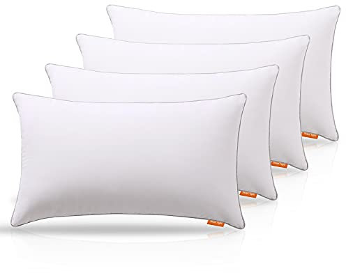Sweetnight Oreiller 48x74 Lot de 4 Rectangulaire en Coton avec Fermeture Éclair, Oreillers Hotel Réglables en Microfibre, Oreiller Doux et Respirant Confort Durable, Oreiller 1200g de Rembourrage