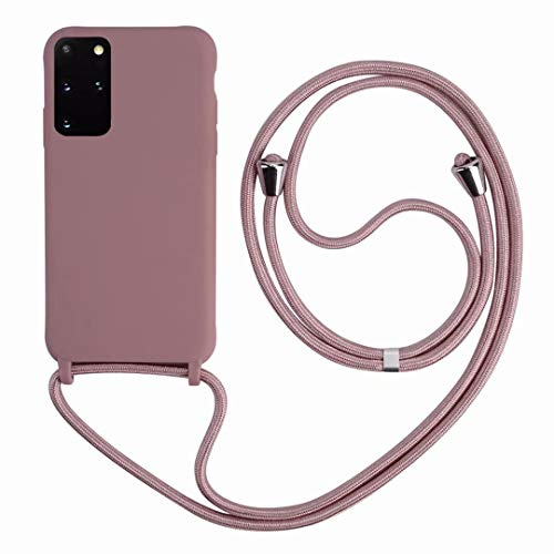 2ndSpring Handykette Schutzhülle kompatibel mit Samsung Galaxy S20 Plus 6.7 Handyhülle mit Band,Halsband Lanyard Silikonhülle,Soft Silikon Rose Gold