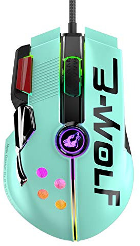 M2 Wired Gaming Mouse Up to 12000 DPI, Pixart 3325 Gaming Chip, Chroma RGB,11 Macro Programmable Buttons + Rapid Fire, Joystick Ultralight Honeycomb Mouse for PC/Xbox/PS4 (Blue)