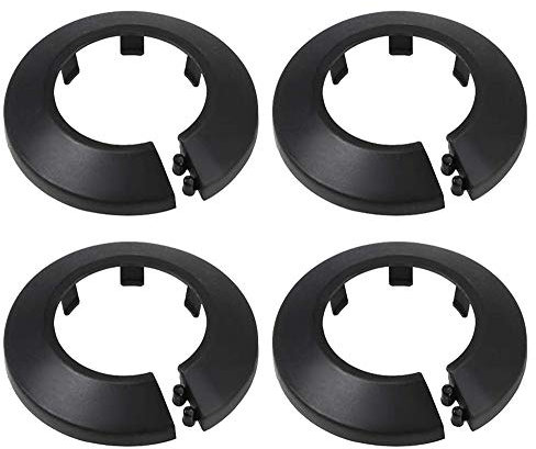 Wandflansch-Abdeckmanschetten, Kunststoff, Heizkörperrohrmanschetten, 4 Stück, Wasserrohr-Abflussleitung, Außendurchmesser, Flanschdekoration (50 schwarz)