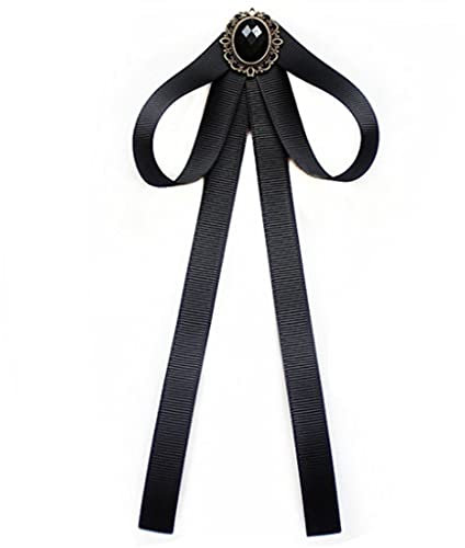 MYhose Cravate Perle Ruban Broche Épingle Noeud Papillon Vintage Collier Pré-Noué Bijoux Bowknot Cravate Negree C