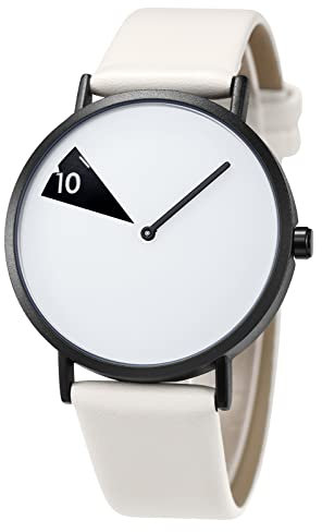SHENGKE Minimalistische Damen-Armbanduhr – ultradünnes Lederarmband – modisch – kreativ – wasserdicht, Weiß & Schwarz, Riemen