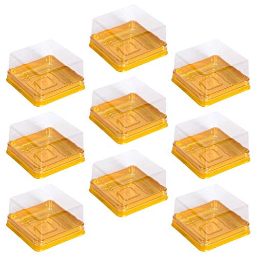 DOITOOL Square Moon Cake Trays, 50 Pack Single Clear Plastic Mooncake Box with Transparent Lids, Cookies Muffins Dome Box Holders Wedding Birthday Gift box (7. 5cm x 7. 5cm x 4cm)
