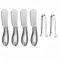 Accfore Lot de 6 couteaux à fromage et à beurre, mini pinces de service, couteaux à beurre polyvalents en acier inoxydable (argent)