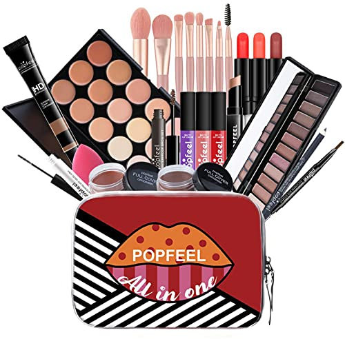 FantasyDay Multifunktions Exquisite Make-up Geschenkset Kosmetik Schmink Kit für Gesicht, Augen und Lippen - Makeup Paletten Schminkkoffer mit Lidschatten Palette, Lippenstift, Rouge, Mascara, Pinsel