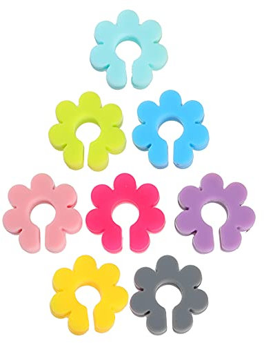 Cabilock Lot de 8 marqueurs en forme de fleur en silicone pour verre à vin - Pour bar, fête, champagne, cocktail, Martinis (couleur assortie).