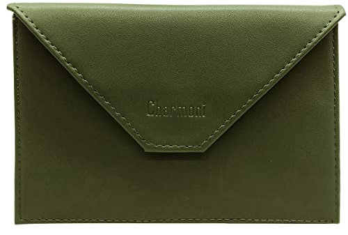 Charmoni - Etui Pochette Porte Papier Voiture - Porte Carte Grise permis de Conduire pièce d'identité Assurance - Cuir Vachette - Femme Homme (Kaki)