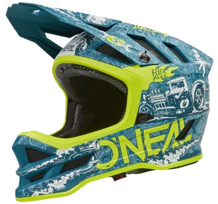 O'NEAL | Mountainbike-Helm | MTB Downhill | Dri-Lex® Innenfutter, Ventilationsöffnungen für Luftstrom, ABS Außenschale | Blade POLYACRYLITE Helmet HR V.23 | Erwachsene | Teal Neon-Gelb | Größe XL