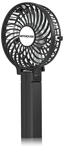 Ventilador de mano, ventilador portátil recargable por USB con 3 velocidades, mini ventilador, ventilador de sobremesa plegable extraíble, adecuado para el hogar, la oficina, los viajes, negro