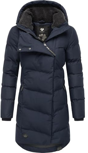 Ragwear wasserdichter Damen Wintermantel warmer Steppmantel lang mit Kapuze Pavla Intl Navy22 Gr. XL