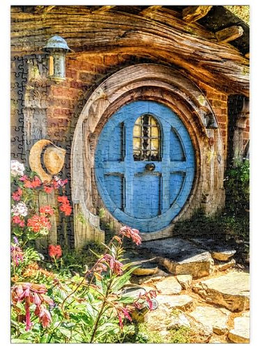 MyPuzzle Hobbit-Haus in Hobbiton, Neuseeland - Premium 500 Teile Puzzle - MyPuzzle Sonderkollektion von Puzzle Galaxy