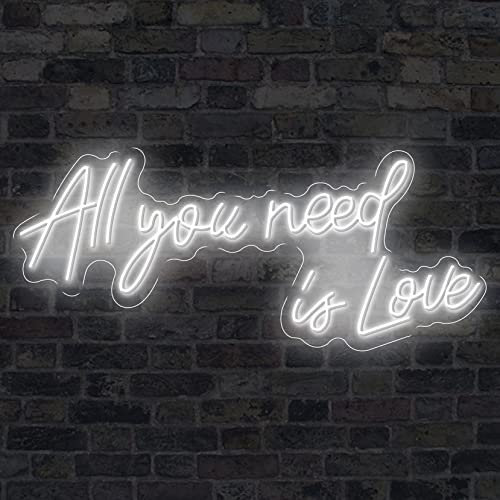 KLZUOPT LED Neon Light Sign All You Need Is Love Neon Signs Light for Wedding Party Home Decor Customize Neon Sign Bar Store Logo Neon Sign,white,All You Need Is Love