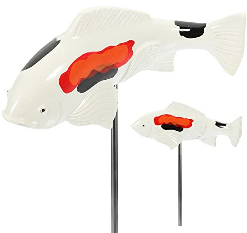 Yardwe Fisch Gartenstecker Gartenskulptur und Statue Harz Tierstatuen für Garten Outdoor Sommer Dekorationen Tier Terrasse Rasen Dekorationen Spielzeug Weiß