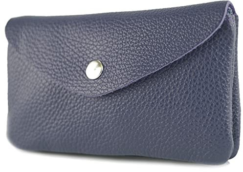 modamoda de P11 Portefeuille en cuir pour femme, taille M, fabriqué à la main en Italie, Bleu saphir, m, Petit porte-monnaie léger
