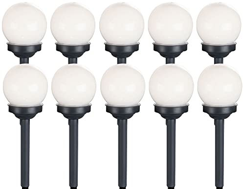 etc-shop Kugelleuchte Solar 10 cm Solarleuchte Kugel Garten LED Gartendeko Solarkugel für Außen klein, Leuchtdauer ca. 6-8 Stunden, H 38 cm, 10er Set