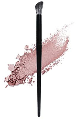 Ksvsonrvi Pennello per ombretto, fibra sintetica morbida angolata ombreggiatura Nosal Shadow Brush, manico in legno nero