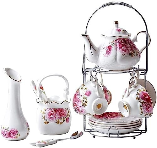 Service à thé Tasses à thé Service à thé Service à thé de style européen avec support Tasse à thé Panier de rangement for vaisselle Vase Pot Service à théière Tasse à café Tasse à thé Service à thé Se