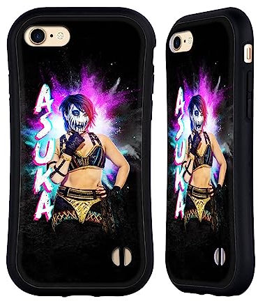 Head Case Designs Offizielle WWE Schwarzes Portrait Asuka Hybride Handyhülle Hülle Huelle kompatibel mit Apple iPhone 7/8 / SE 2020 & 2022