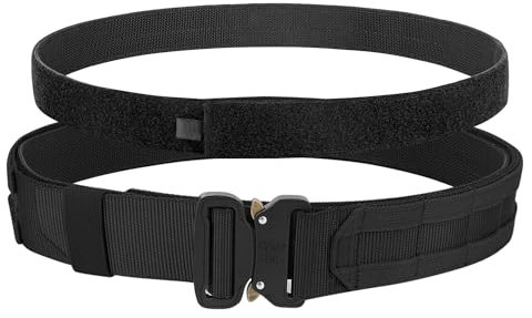KRYDEX GEAR Taktischer Gürtel mit Schnellverschluss 1,75 Zoll Taktischer Gürtel mit 1,5 Zoll Innengürtel Militär Schwerlast Molle Gürtels Arbeitsgürte Hochleistungsgürtel für Herren (Schwarz, M)