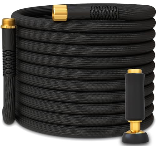 TITAN Garden Hose | Non-Expandable Lightweight, Kink-Free, Durable & Flexible Hybrid Water Hose with Heavy Duty Brass Connectors & High-Pressure Jet Nozzle (25FT x 5/8”)
