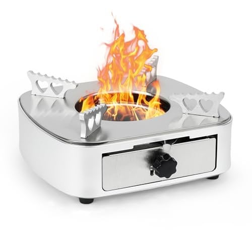 onlyfire Estufa de Alcohol de Acero Inoxidable, Quemador de Alcohol, Hornillo de Camping Portátil con Potencia de Fuego Ajustable A Prueba de Viento, para Barbacoa Al Aire Libre, Mochilero, Picnic