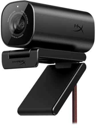 HyperX Vision S – Webcam, 4K Video Recording @ 30fps, 90° Field-of-View, Responsive Autofocus, Hyperflex Cable, Aluminum Body, Plug and Play, Sony Starvis 8MP Sensor, 5G2P Lens, USB-C – Black