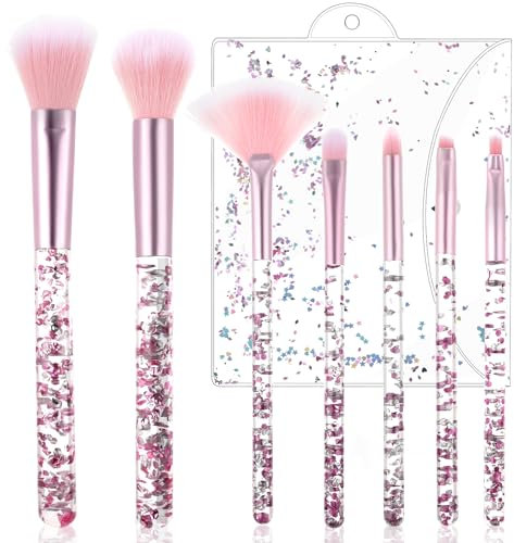 WLLHYF 7PCS Pinceaux maquillages teint synthétique fond de teint maquillage pour les yeux pour Fondations Ombre à paupières Fards à joues(rose)