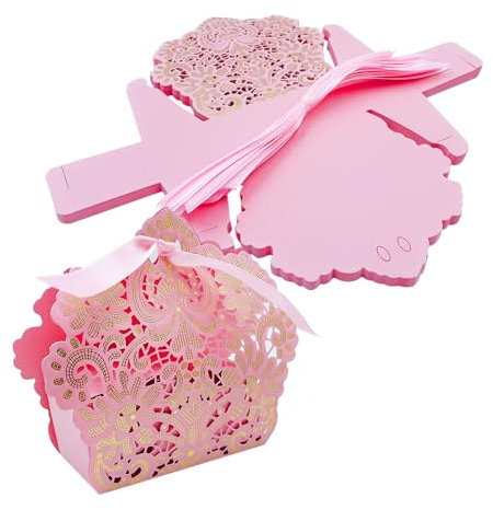 ONEBO 25 Stück Süßigkeit Kästen,Weihnachten Geschenkboxen,Confetti Geschenkbox,Gastgeschenke Hochzeit Süßigkeiten Kasten,für Hochzeit Geburtstag Weihnachten(Rosa)