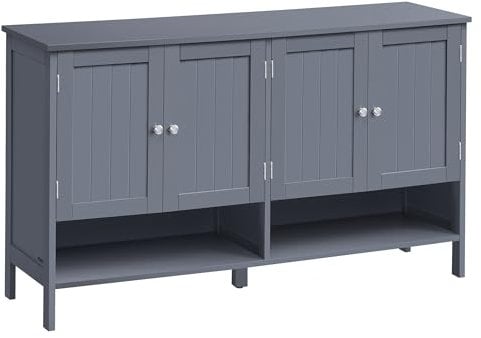 VASAGLE Schuhschrank, Schuhregal, Schuhaufbewahrung, moderner Landhausstil, freistehender Schrank mit höhenverstellbaren Ablagen, 35 x 120 x 70 cm, Eingangsbereich, schiefergrau LBC045G01