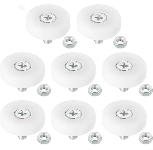 Juego de 8 ruedas de plástico para cajón, ruedas de repuesto con rodamientos pequeños y tuercas, para puertas correderas de armarios, cajas registradoras, archivadores, tocadores