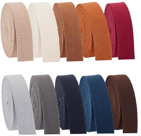PH PandaHall 10 Couleurs Sangle en Coton Sangles en Coton Polyester 28.8m 25mm Poignées de Sac en Sangle pour Sangle de Sac Tissu Ceinture Fournitures d'extérieur les Vêtements Artisanat été Cadeau